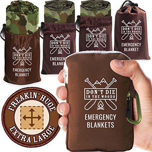 Don't Die In The Woods - Freakin’ Huge Emergency Blankets [4-Pack] Extra Large Thermal Mylar Space Blanket - One of The Te...