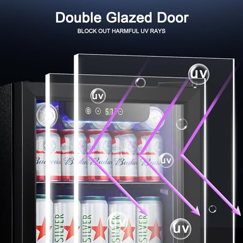 Antarctic Star Mini Fridge Cooler - 12 Bottle 48 Can Beverage Refrigerator Glass Door for Drinks or Beer Wine –Small Drink...