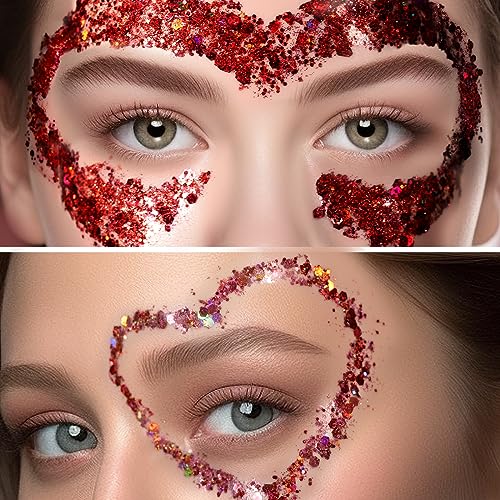Teenitor Body Glitter Face Glitter Makeup Festival Glitter, 12 Colors Face and Body Glitter Gel, Hair Glitter Gel, Body Ma...