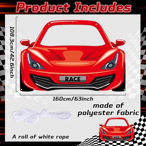 Race Car Birthday Party Decorations Racing Car Party Photo Booth Props Car Themed Photography Banner Backdrop Fabric Backg...