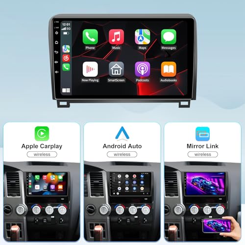 5GWiFi Upgrade Car Stereo Radio for Toyota Tundra 2007-2013 Toyota Sequoia 2008-2018 - Wireless Carplay and Android Auto G...