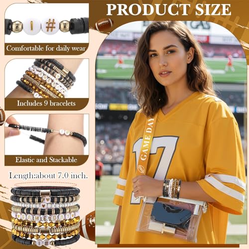 Tondiamo 10 Pcs Game Day Transparent Bag & Bracelet for Stadium Events Game Day Stadium Approved Football Accessories Outfits