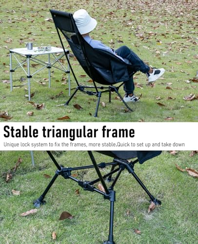 iClimb 1 Adjustable High Back Anti-Sinking Chair and 1 Low Back Chair Bundle, Ultralight Compact for Two Person Outdoor Ca...