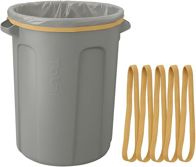 Rubber Bands 55 Gallon Trash Cans - Garbage Bag Holder - Heavy Duty - Pack of 6