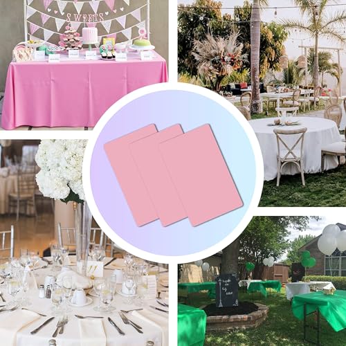 Childom 3 Pack Plastic Tablecloths for Rectangle Tables 54" x 108" Pink Disposable Table Cloths for 6 to 8 Foot Valentines...