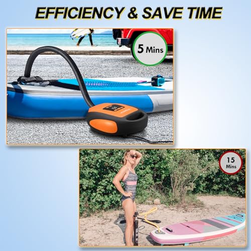 kosmegal Paddle Board Pump Electric Portable, SUP Pump for Paddleboard, 20PSI Air Compressor with Auto-Off, Deflation Func...