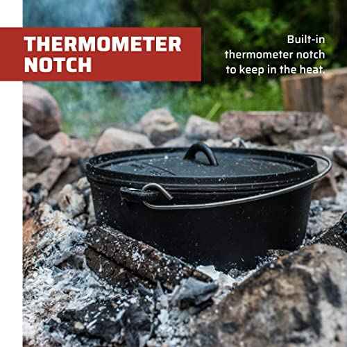 Camp Chef SDO10 10" Double Black Seasoned Cast Iron Dutch Oven with Lid