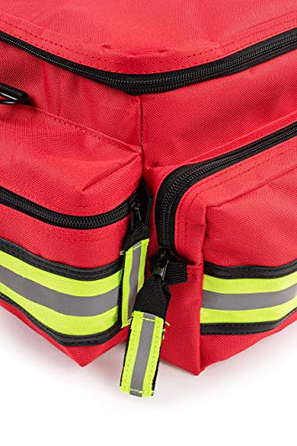 Scherber First Responder Fully-Stocked Professional Essentials EMT/EMS Trauma Kit | HSA/FSA Approved | Reflective Bag w/8 ...