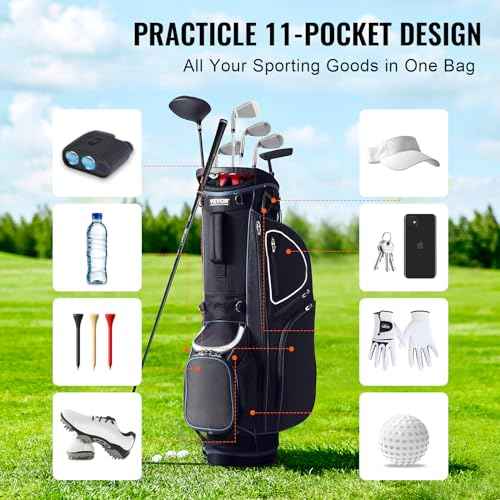 VEVOR Golf Cart Bag with 14 Way Organizer Divider Top, Premium Cart Bag with Stand, Durable Golf Bags with Handles & Dust Cover & Detachable Dual Strap for Men & Women