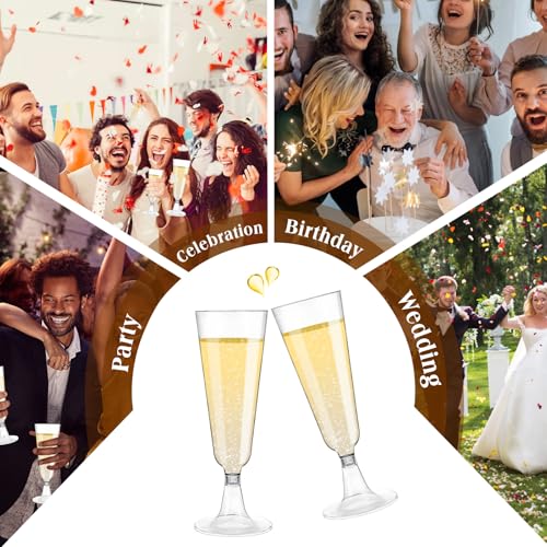 Sakeye Plastic Champagne Flutes 40 Pack Disposable Glasses 5.5 Oz Clear Plastic Toasting Glasses for Party Wedding Thanksg...