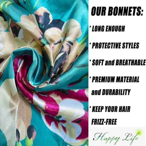 2 Pcs Silk Bonnet for Women Satin, Soft Elastic Band Silky Sleeping Cap Big Bonnets for Braids