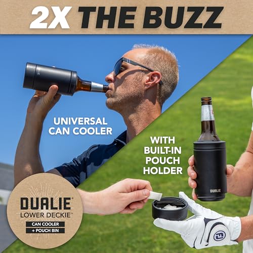 DUALIE Lower Deckie - Insulated 12 oz Can Cooler with Pouch Container - Universal Drink Holder with Built-in Pouch Bin - C...
