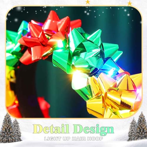 DRESBE Light Up Christmas Headband LED Xmas Headbands Glow Party Hair Accessories for Women