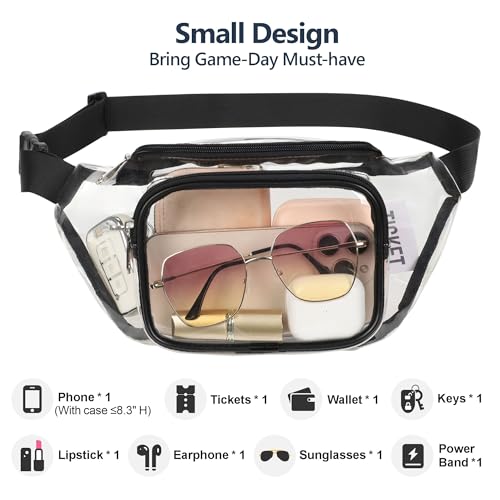Veckle Clear Fanny Pack Stadium Approved - Waist Range 33” - 47“ Transparent Belt Bag for Women Men Clear Bag for Stadium ...