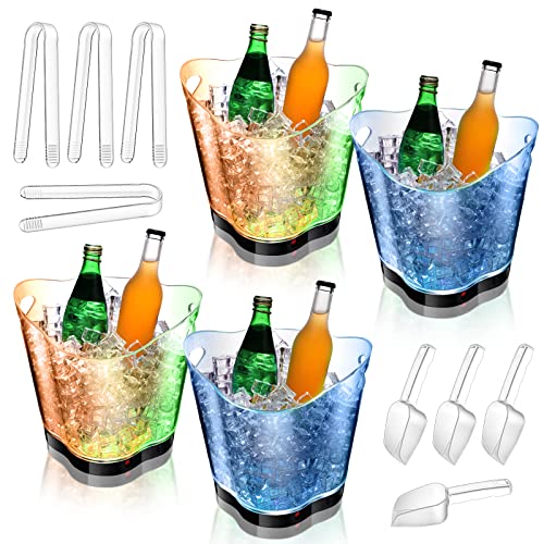 Norme 12 Pcs LED Ice Bucket with Scoop Clip, 6.5l LED Light Ice Bucket, 7 Color Changing Clear Acrylic Champagne Beer Wine...