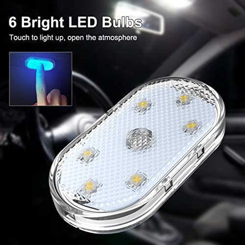 4Pcs Car LED Lights Interior Wireless, 7 Colors Interior Car Lights with 6 Bright LED Lamp Beads, Portable USB Rechargeabl...