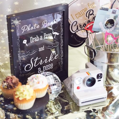 Wedding Photobooth Props Kit, Engagement Photo Booth Accessories with Wooden Dowels for Bridal Shower Wedding Favour Party...