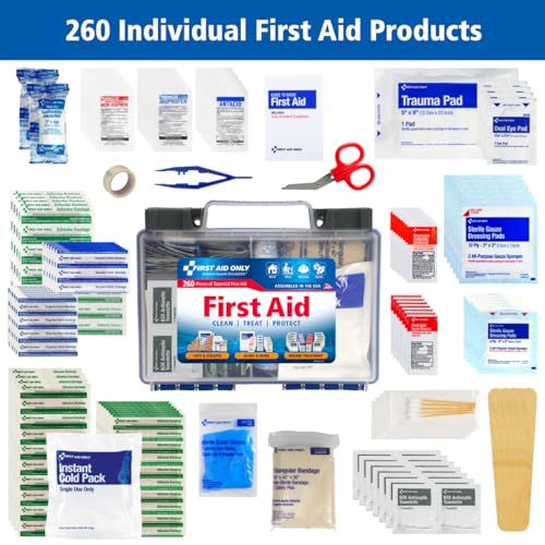 First Aid Only 91248 OSHA-Compliant First Aid Kit, All-Purpose 50-Person Emergency First Aid Kit for Business, Worksite, H...