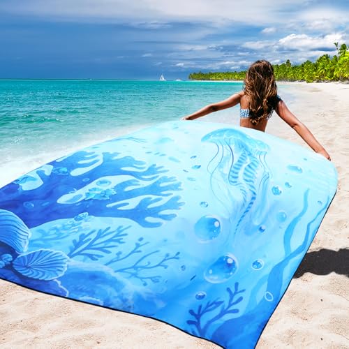 WIWIGO Beach Blanket Waterproof Sandproof Beach Mat 79" X 83"/10'x9'for 2-8 Adults Quick Drying Outdoor Picnic Mat Beach A...