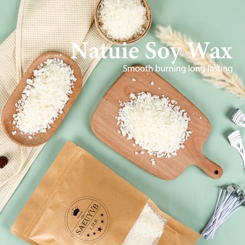 SAEUYVB Candle Making Kit - DIY Starter Soy Candle Making Supplies/Kit - Soy Wax, 10 Jars & Tins, 10 Pleasant Scents, Colo...
