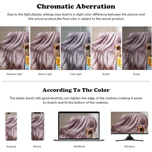 NEWCOSPLAY Super Soft Throw Blanket Light Purple Premium Silky Flannel Fleece Leaves Pattern Lightweight Bed Blanket All S...