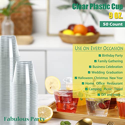 9 Oz Clear Plastic Cups Disposable Cups 9 Oz Plastic Cups, Crystal Clear PET Plastic Wine Glasses, Plastic Party Cups for ...