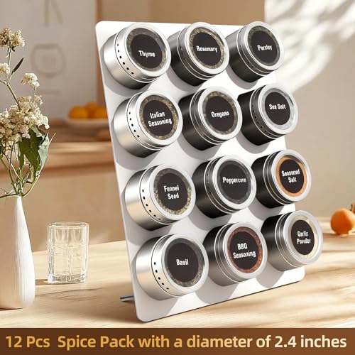 2 Pack 11x8 Inch Magnetic Metal Bulletin Board - Magnet Display Stand with 6 Magnets for Home, School, Kitchen, Office (Wh...