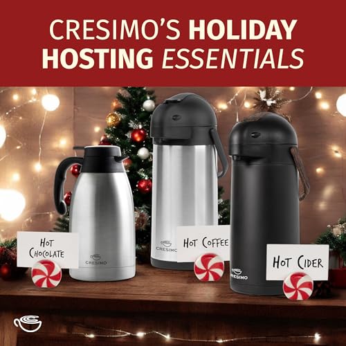 Cresimo Coffee Carafe with Pump - 102oz / 3L Airpot 12 Hours Large Hot Water Carafe, Cocoa Dispenser for Parties - Tea Fla...