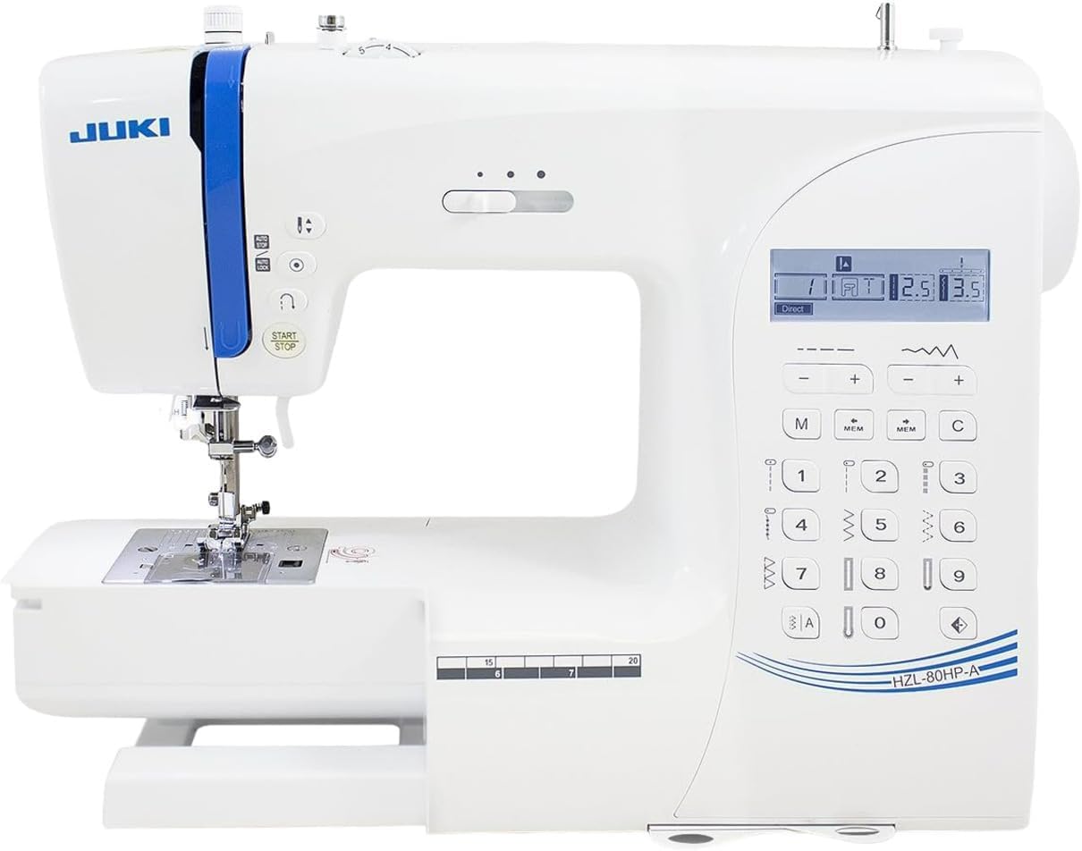 Juki HZL-80HP Sewing Machine with Automatic Needle Threader and Automatic One Step Buttonholing, Comes with a Hard-Shell Carrying Case