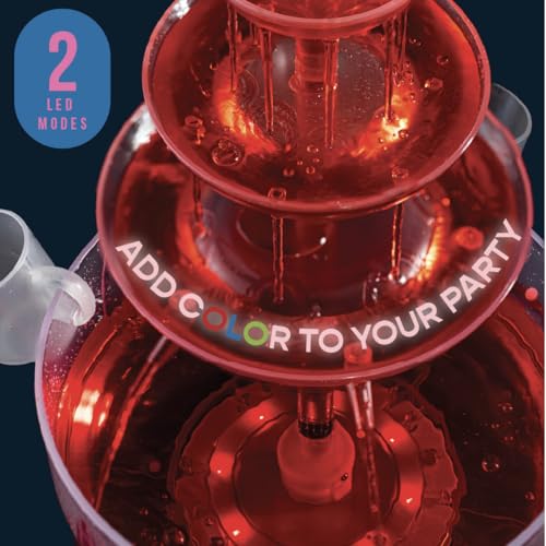 Kusini Drink Fountain for Parties - 1.5 Gal, 3 Tier Punch Bowl Drink Tower, LED Base, 4 Reusable Cups - Drink Dispenser Ma...