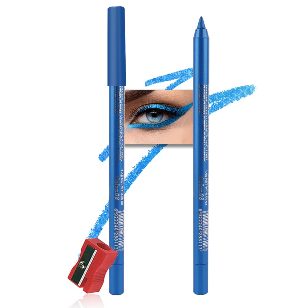 Kaely Gel Eyeliner Pencil for Women, Deep Sea Blue Eye Liner Waterproof Smudge Proof with Sharpener, Waterline Eye Makeup Liners