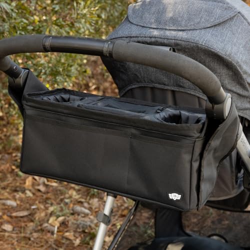 Tactical Baby Gear Stroller Caddy Organizer – Universal Fit Parent Console with Insulated Cup Holders, Cooler Pocket, Fron...