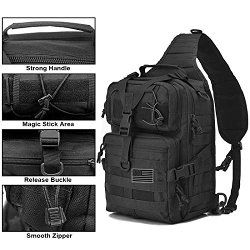 hopopower Tactical Sling Bag, Sport Bag Military Rover Shoulder Backpack EDC Assault Range Bag, Chest Pack Handbag Waterproof