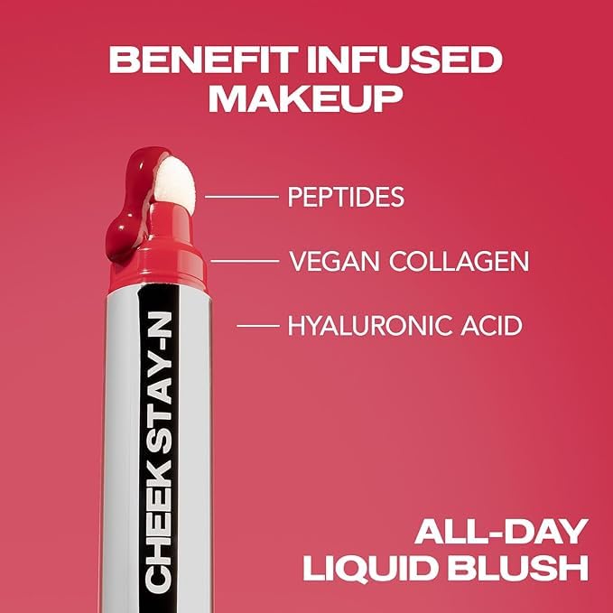 Sacheu Cheek STAY-N Liquid Blush for Cheeks - High Pigment, Buildable, Lightweight Cream Blush Infused With Squalane, for Dewy R