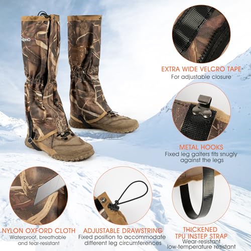 Waterproof Adjustable Leg Gaiters for Men and Women Snow Boot Gaiters for Hiking in Hunting Sand and Mud Mountain Climbing...