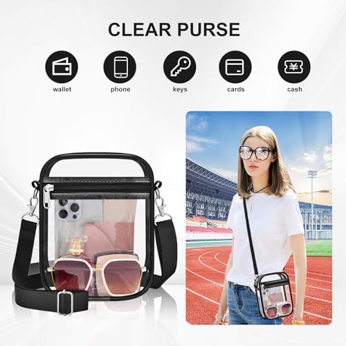 UEASE Clear Bag Stadium Approved Clear Purse for Women Clear Crossbody Bag for Stadium Events Concerts Festivals