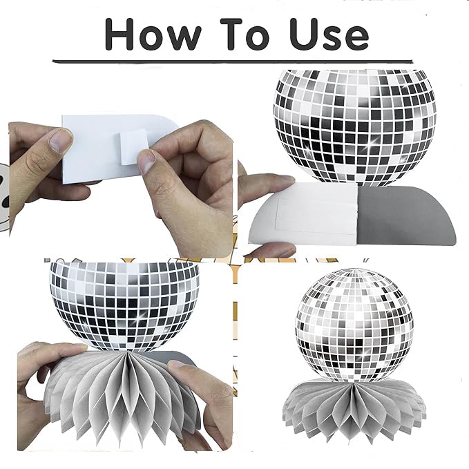 15 PCS Silver Disco Theme Honeycomb Centerpieces Disco Ball Party Decorations 70s Disco Party Table Centerpieces for Back ...
