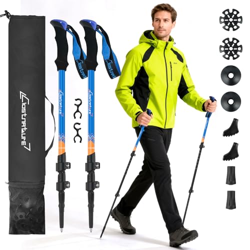 Clostnature Trekking Poles for Hiking – Collapsible Lightweight Hiking Poles, 2 Pack Aluminum Walking Sticks for Women, Me...