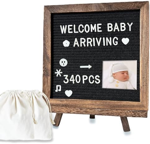 Felt Letter Board 10x10" – 340 Letters, Numbers & Symbols, Wall Mount or Stand Display, Changeable Message Board for Quote...