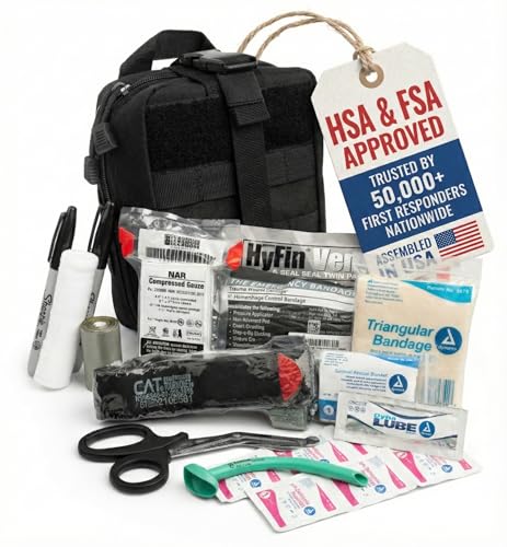 Scherber Premium IFAK Kit Trauma Pack | HSA/FSA Approved | Fully Stocked MOLLE Pouch w/CAT Tourniquet, HyFin Chest Seal, &...