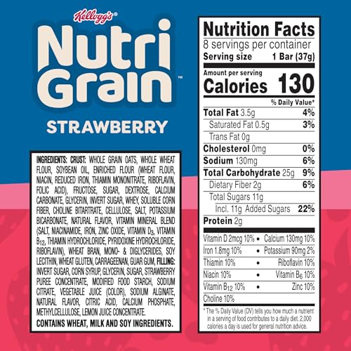 Nutri-Grain Soft Baked Breakfast Bars, Kids Snacks, Whole Grain, Variety Pack (4 Boxes, 32 Count)