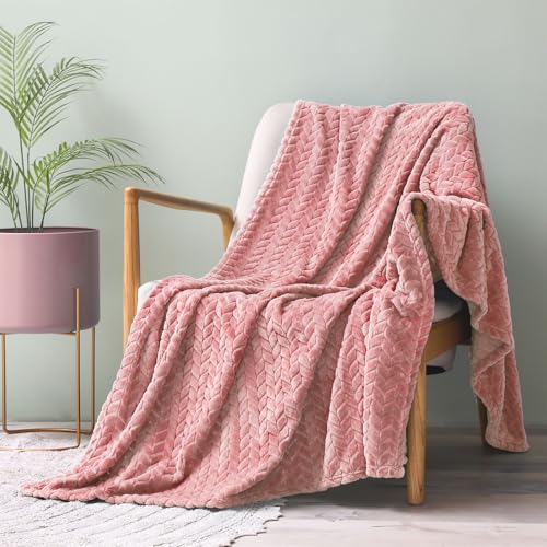 Exclusivo Mezcla Fleece Throw Blanket for Couch, 50x70 Inches Soft Cozy Jacquard Flannel Blankets, Lightweight Fuzzy Plush...