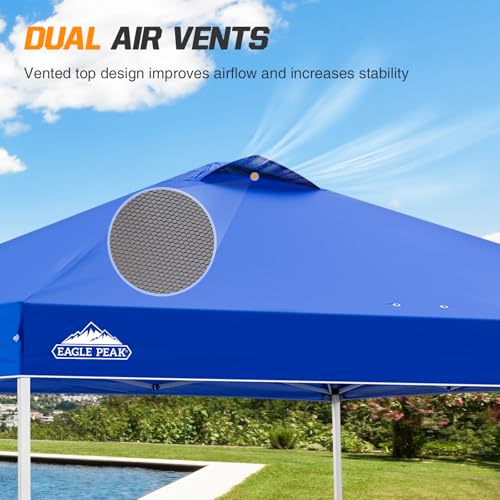 EAGLE PEAK Pop Up Canopy Tent with Wheeled Carry Bag, 8 Stakes, 4 Ropes, 4 Weight Bags, Easy Set Up Tent Canopy, 10x10 ft,...