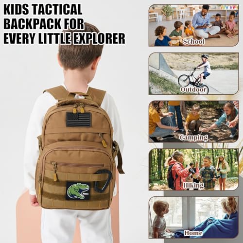 SunForMorning Kids Tactical Backpack Army Molle Bookbag Military Boys Backpack for School, Outdoor, Camping (Includes 2 Pa...