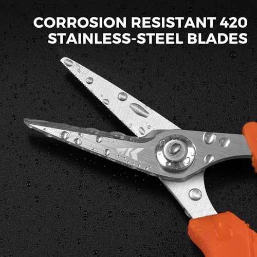 KastKing Paradox 4.5-Inch Fishing Scissors, Stainless Steel Precision Fishing Line Cutters With Non-Slip Grip, Protective ...