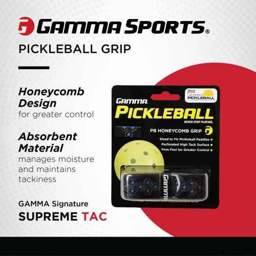 GAMMA Honeycomb Cushion Grip for Pickleball Paddles, Padel, Moisture-Wicking Pickleball Replacement Grip, Premium Pickleball Equipment for Practice and Games