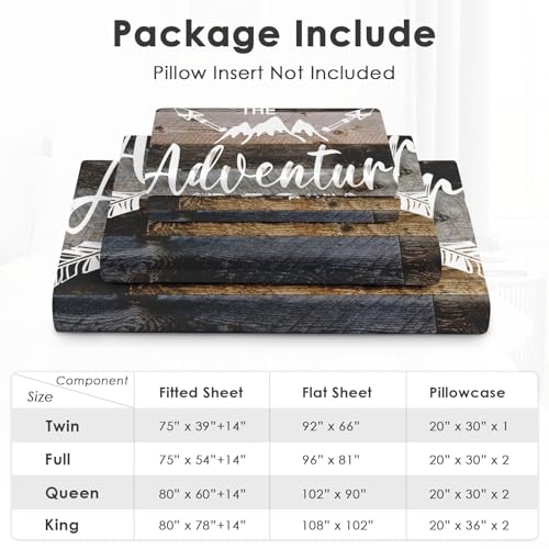 Pamnest Queen Size Bed Sheet Sets, Camp Adventure Soft Microfiber 4 Pcs Bedding Sets for Kids and Adults Bedroom Bed Deco...