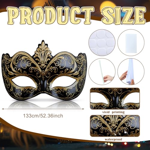 Beeveer 4.4 ft Masquerade Mask Cardboard Cutout Stand-up Life Size Mardi Gras Masquerade Ball Party Decoration Backdrop Ph...