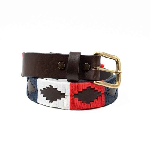 GauchoLife Interchangeable Hand-Stitched Polo Belt - Crafted from full-grain bridle leather (Flag, 40)