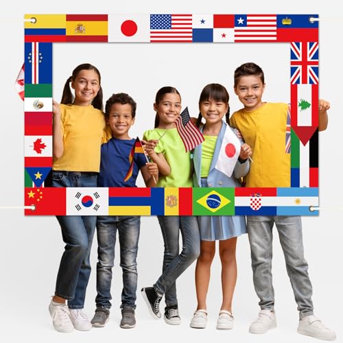 Fabric International Flag Photo Prop World Flags Photo Booth Frame International Welcome Photography Backdrop Around The W...
